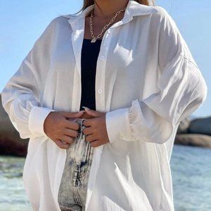 button up oversized shirt from shein